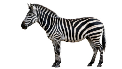 Fototapeta premium Full body zebra with black and white stripes, isolated on transparent background