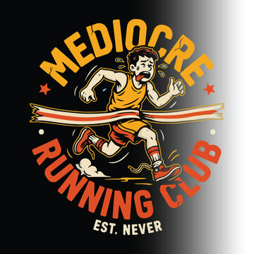 Mediocre Running Club Funny Tired Runner Marathon Finish Line Retro