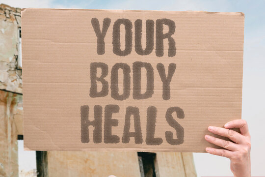 "Your body heals" Self-repair mechanisms fight disease daily. BODY. HEALS. REPAIR. FIGHT. IMMUNE.