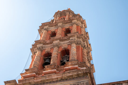 Ornate bell tower of colonial san luis potosi cathedral