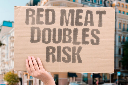 "Red meat doubles risk" Processed meats contain carcinogenic compounds. MEAT. CARCINOGENS. RISK. PROCESSED. COMPOUNDS.