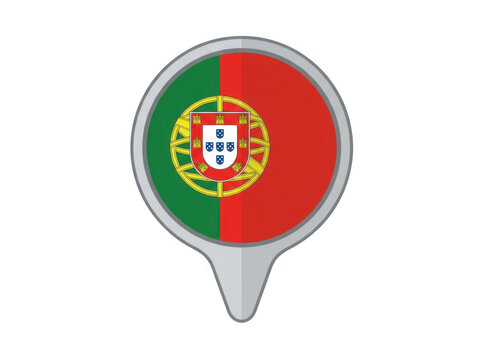 Portugal flag map pointer icon isolated on transparent background