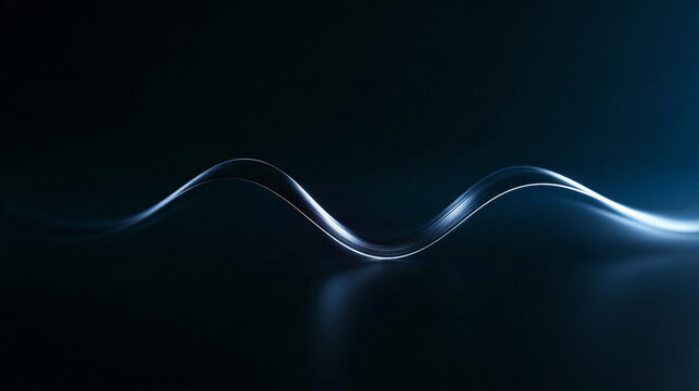 Abstract Glowing Blue Light Wave on Dark Background