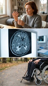 Multiple sclerosis progression: autoimmune disorder, myelin demyelination, brain lesion, neurological symptom, physical disability, motor weakness, numbness fatigue.