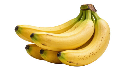 Bunch of ripe yellow bananas with brown spots, isolated on transparent background © Cian