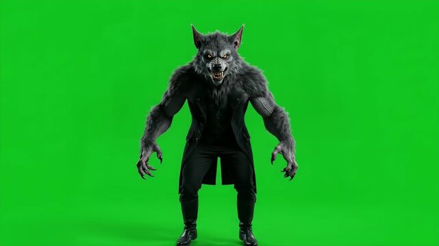 Vampire and Werewolf Horror Monster Characters Green Screen