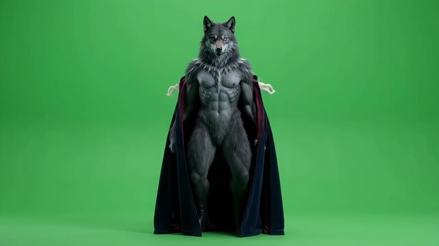 Halloween Horror Monsters Vampire Werewolf and Wolf Green Screen