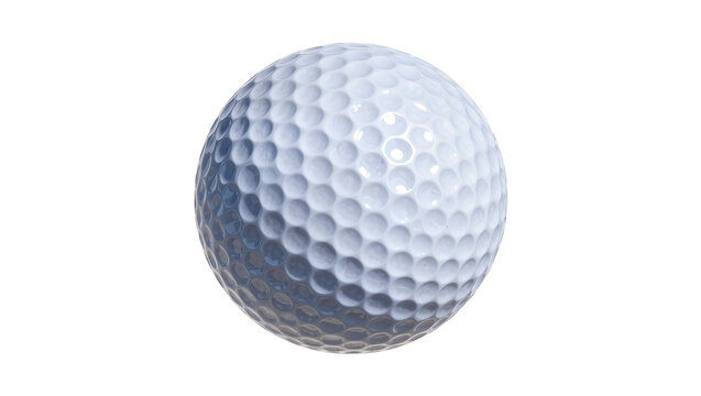 White dimpled golf ball, isolated on transparent background
