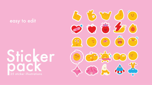 Cute Emotion Sticker Pack &ndash; Colorful Hand Gestures, Hearts and Funny Characters