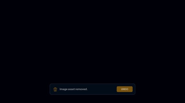 File Deletion and Undo Action UI. Remove Asset Notification Toast Animation. Restore Deleted Image Item Interface. Modern Minimal Software Notification. UI Interaction Motion Graphics