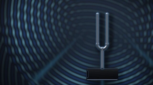 Tuning Fork Vibrating With Standing Sound Waves Seamless Loop