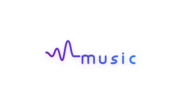 Modern Animated Music Logo with Purple and Blue Gradient Soundwave on White Background