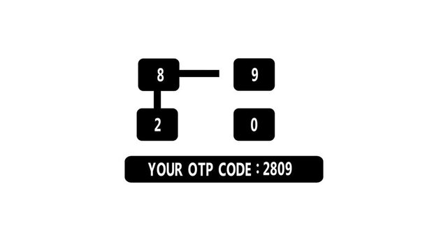 OTP verification process animation with success checkmark and secure code entry for digital security and two-factor authentication UI.