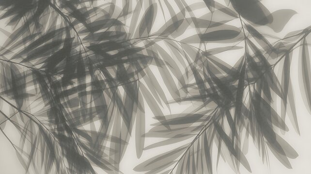 Abstract blurred botanical foliage soft leaf silhouette shadow overlay on a transparent background