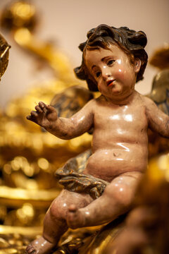 Detail of Carved Cherub on Gran Poder Mystery Float, Seville Holy Week