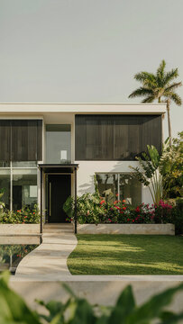 modern backyard with garden