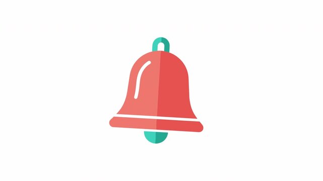 Animated red bell icon with a clapper moving during a notification alert concept isolated on white background