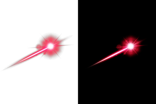 Bright red laser beam or light streak with glowing lens flare effect laser ray sci fi beam isolated laser sci fi isolated transparent futuristic