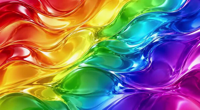Smooth Flowing Rainbow Liquid Waves Abstract Motion Background
