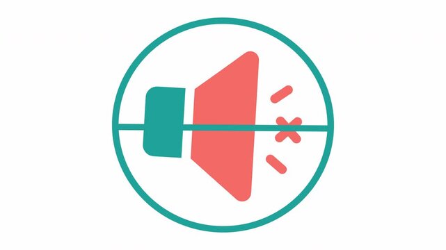 Animated sound off to on transition with audio volume control in vector icon style isolated on white background