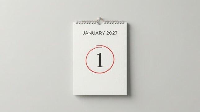 Wall calendar showing january first date of year 2027