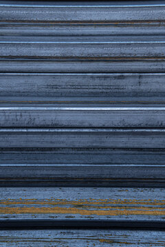 Heavy industrial metal beams close up