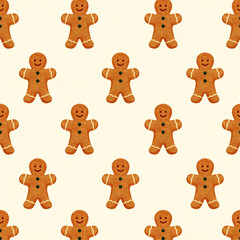 Obraz premium Gingerbread Man Christmas Seamless Pattern