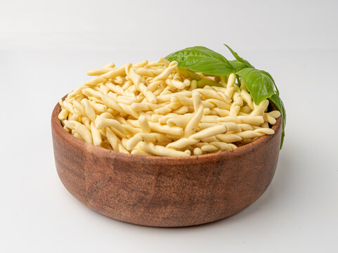 Raw Trofie Pasta, Dry Italian Macaroni, Traditional Genoa Food, Raw Noodle, Modern Ligurian Cuisine