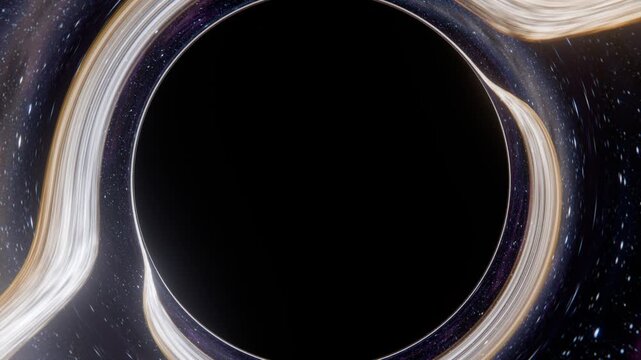 Black hole singularity with accretion disk in space. Looped animation