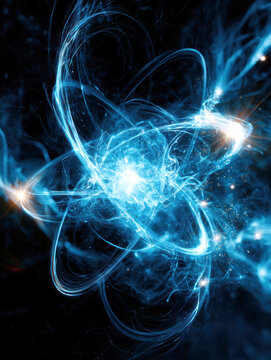 Abstract Quantum Atom Energy Field Background &ndash; AI Generative