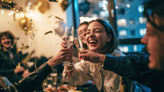 Friends Toasting at a New Year&rsquo;s Eve Party