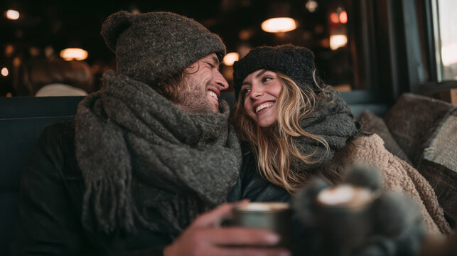 Romantic Couple at Cozy Cafe