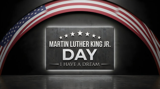 Martin luther king jr day design with american flag colors and i have a dream quote on dark background