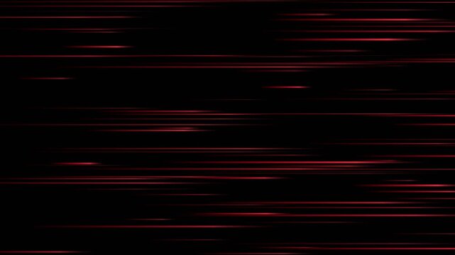 Glowing red digital lines moving fast across dark video background
