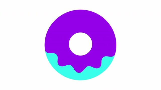Purple frosted donuts with turquoise icing in a repeating pattern on a striped background for confectionery branding Isolated on white background