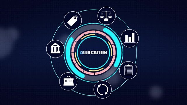 Modern tech background animation focusing on allocation to represent corporate asset distribution fund budgeting and financial resource strategy concept