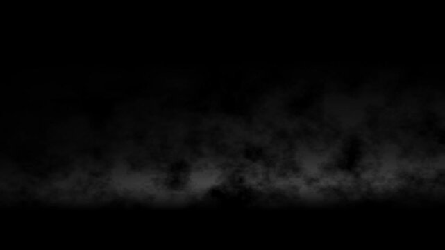 Eerie dark mist and vapor cloud motion background overlay with vignette framing