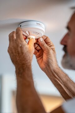 Installing a smoke detector on the ceiling