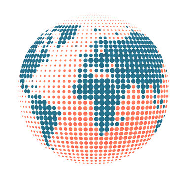 Halftone globe earth sphere concept isolated on transparent background