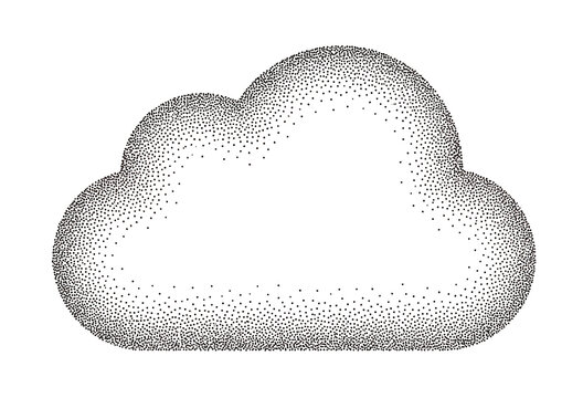 Stippling dotwork cloud illustration isolated on transparent background