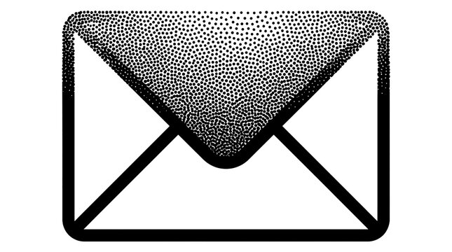 Stippling style envelope icon with dot work texture isolated on transparent background