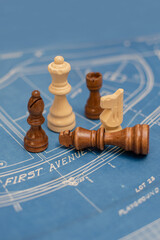 Chess pieces on a plan © Josianne