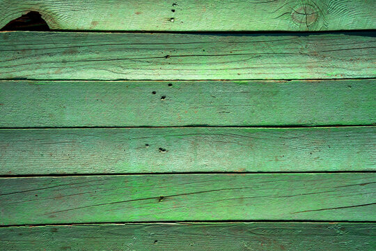 Background with green wooden board texture