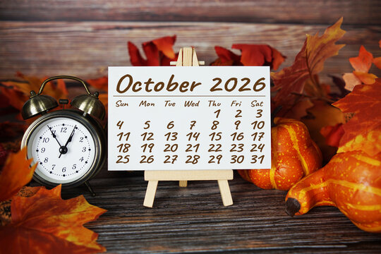 October 2026 annual monthly desk calendar for planning and management