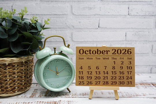 October 2026 annual monthly desk calendar for planning and management