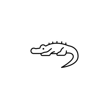 Crocodile line icon, alligator outline vector, reptile wildlife animal symbol for zoo, safari, swamp and nature design