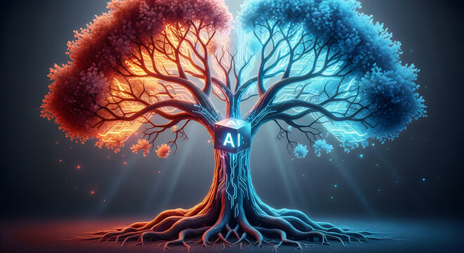 Dualistic tree representing balance between fire and ice elements