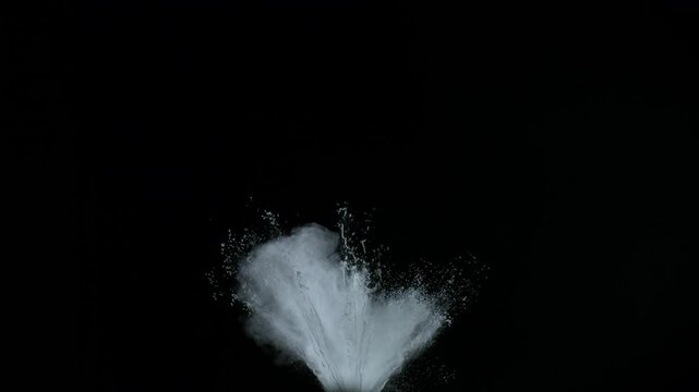 Super Slow Motion Shot of White Powder Blow Isolated on Black Background at 1000fps.