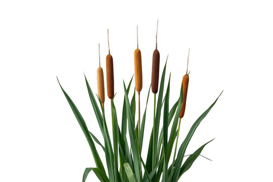 Green Cattail Reeds with Brown Seed Heads