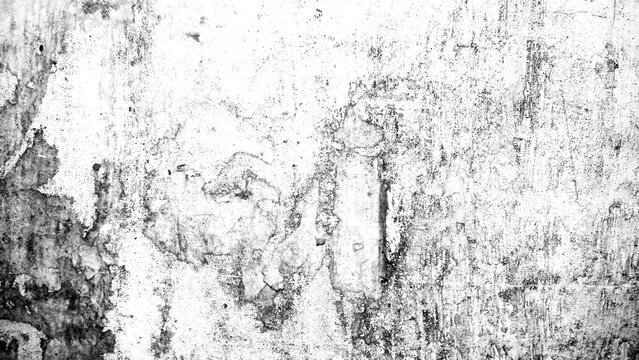 Distressed White Concrete Wall Texture with Black Grunge Marks, Cracked Paint, Rough Surface and Vintage Weathered Effect. Vintage Distressed Concrete Texture with White Paint, Dark Scratches.
